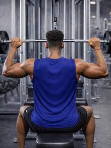 Men's Sleeveless Tank Top, Gym Training Fitness Bodybuilding Workout Vest - Royal Blue - View 6