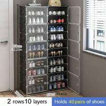 Hanging Shoe Rack Storage Cabinet, Portable Shoe Rack, Expandable Vertical Shoe Rack, Can Hold 8-60 Pairs Of Shoes, Boots And Slippers, Large DIY Plastic Detachable Shoe Rack, Suitable For Entryway, Bedroom - Black - View 12