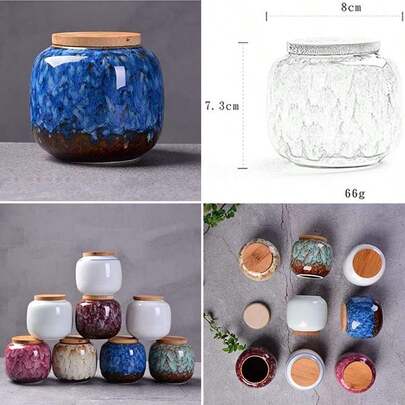 Food Storage Containers With Airtight Bamboo Lid For Tea, Sugar, Cereal, Candy, Cookie, Coffee, Oatmeal - Ideal For Buffet