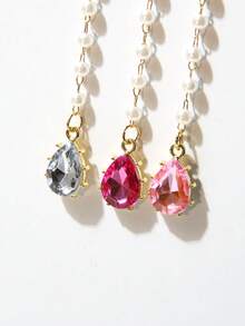 Traditioneller Wassertropfen Stirnschmuck für Frauen, Retro Strass Haaraccessoire, einfach eleganter Haarschmuck Anhänger für Feste, geeignet für Hochzeiten, Feiertage und als Geschenk, Haarkette - Verschiedenfarbig - Übersicht 3