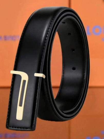 MMJ Finswift Vintage Men's Hollow T-Letter Buckle Belt, Fashionable Casual Versatile Jeans Belt High Quality Men's Business Suit Pants Belt