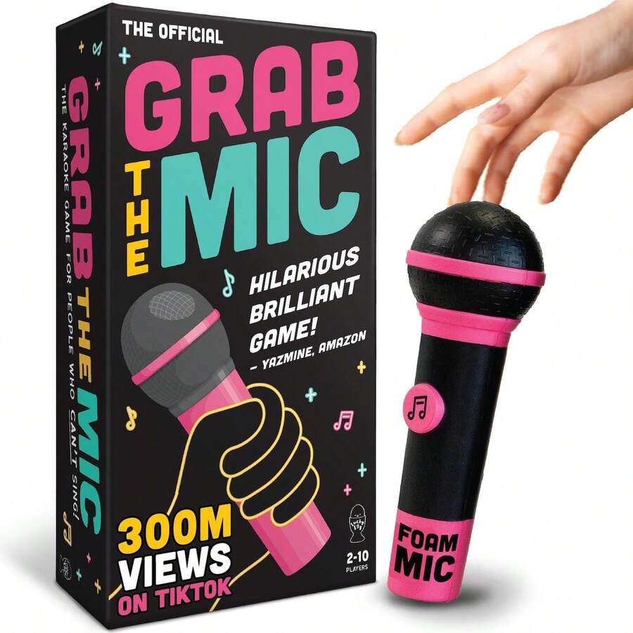 Karaoke-Style Game With Foam Microphone 125 Word Cards Game Board Player Tokens & Easy Instructions For Non-Singers - màu đen - Xem 1
