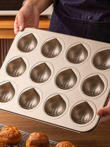 6/9/12 Cavity Chestnut Baking Mold, Professional Non-Stick Madeline Baking Pan, Suitable For Home Baking/Commercial Baking, Cake Mold, DIY Oven Mold, Easy Release, Easy Cleaning - Gold - View 10