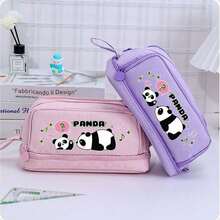 Panda 4pcs Animal Shaped Clicker Medium Point 0.5mm Black Ink Rollerball Pens, Quick Dry, Soft Touch, For Office Signature, Handwriting, School Supplies, Diary Writing,Large-Capacity Multi-Layer Pencil Case,Back To School Supplies Essentials Office Supplies Valentine's Day Gifts - Multicolor - View 5