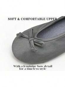 EstiloKeyela Pantuflas De Bailarina Para Mujer Con Lazo Suave Y Suela De Gamuza, Antideslizantes, Para DormitorioVersióN Mejorada - Gris - Ver 5