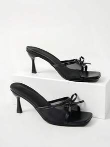 2026 New Women's Black Square Toe Stiletto High Heel Sandals, Fashion Versatile Sexy Party Shoes, Make Legs Look More Slender - Black - View 10