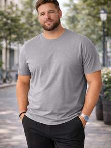 Men's Basic Plain Short-Sleeve T-Shirt Plus Size Summer Loose None Christmas Halloween - 灰色 - 查看 4