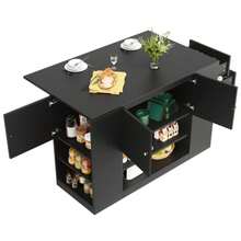 Modern Kitchen Island Table, Kitchen Cabinet, Self-Service Cabinet, Kitchen Cabinet With Drawers And Shelves, Kitchen And Dining Room Cabinet, Black - Black - View 9