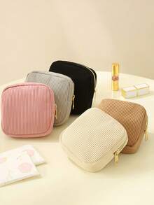 Multi-Color Sanitary Pad Storage Bag, Pink Sanitary Napkin Storage Bag, Large Capacity Minimalist Portable Storage Bag For Storing Tampons, Pads And Sanitary Napkins, Essential For Girls, Cosmetic Bag, Travel & Study Supplies, Travel Cosmetic Bag, Holiday Cosmetic Bag - Multicolor - View 9