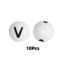 10/26pcs 15mm Silicone Letter Beads A-Z, DIY Bracelet Necklace Pacifier Chain Accessories - White - View 28