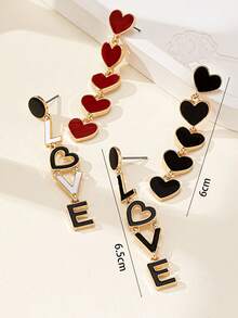 1 Pair Asymmetric Heart & Letter Earrings, Cute Cool Gift For Friends, Valentine's Day, Mother's Day