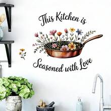 1/4pcs Inspirational Quote Wall Decals Happiness Is Homemade Seasoned With Love Text Pattern Removable Vinyl Art Murals For Kitchen Tile Stove Backsplash DIY Living Room Ornament - Multicolor - View 9