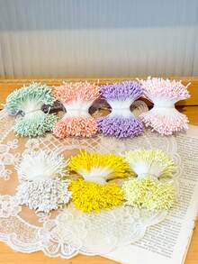 300-380颗/900-1140颗 2毫米哑光花蕊，仿真花配件，花心，花苞，花瓣，适用于DIY手工人造花卉工艺品、花卉装饰、发饰 - 彩色 - 查看 4