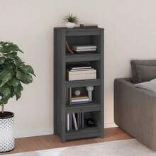 vidaXL Biblioteca cinza 50x35x125,5 cm Bois de pin massif - Cinza - Ver 1