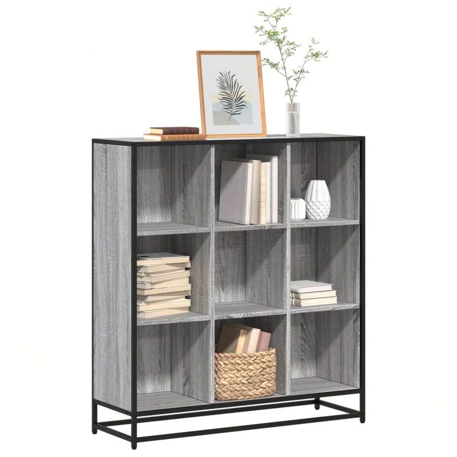 vidaXL Bibliothèque sonoma gris 97,5x33x107,5 cm feita de metal engenharia - Cinza - Ver 1