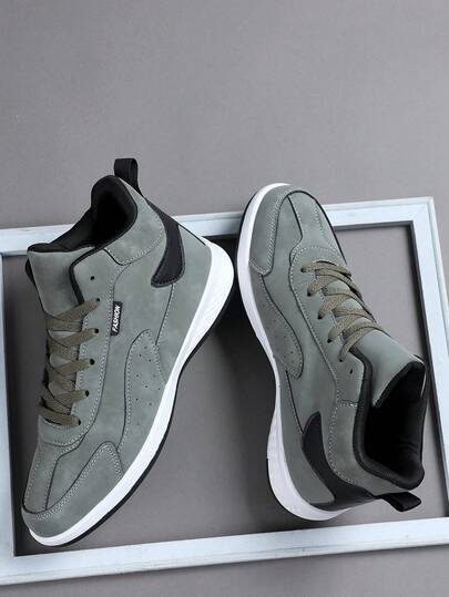 Men's Sports Shoes Casual Sneakers, Lace Up Soft Sole Flat Comfortable Academy Sports Shoes For Men, Lightweight High-Top Daily Shoes