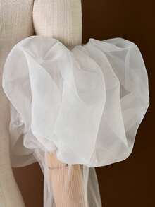 1 Pair Long Princess Style Sheer Fingerless Bridal Gloves, Suitable For Weddings, Banquets, Parties, Vacations - White - View 4