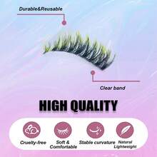 全套混色假睫毛，7对5-14毫米猫眼仿貂毛假睫毛，自然款，黑黄渐变色，适用于化妆的条状假睫毛 - 眼尾拉長款 - 查看 6