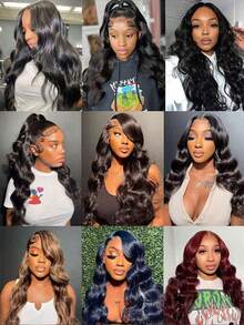 13x6 Lace Front 250% Density Lace Front Wig Human Hair Body Wave Transparent Brazilian Virgin Human Hair Wigs 13x4 Lace Front Wigs Human Hair Pre Plucked With Baby Hair For Women Natural Black 8-42 Inch - Natural Black - 查看 7