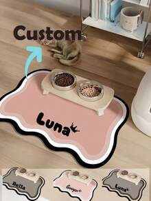 Customizable Pet Feeding Mat (1-Pack) - Rapidly Absorbent With Personalized Name Customization. Suitable For Both Cats And Dogs, Featuring A Non-Slip Rubber Base And A Minimalist Design Style. An Excellent Gift For Pet Owners. - Multicolor - View 5