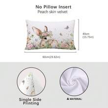 1pc Spring Easter Cute Rabbit & Egg Decorative Pillow Cover, Single-Sided Printed Peach Velvet, 30*50cm/40*60cm Cushion Cover Suitable For Modern Minimalist Sofa, Living Room Decor, Party Decoration, Gift - Multicolor - View 10