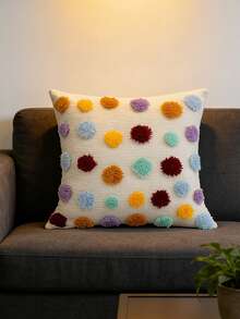 1个/2个彩色波点毛绒抱枕套，现代简约奢华风格装饰靠垫套，不含枕芯，柔软雪尼尔面料，17.7*17.7英寸（45*45厘米）/11.81*19.68英寸（30*50厘米），适用于客厅沙发、卧室、沙发、床等装饰，是情人节的绝佳礼物。 - 彩色 - 查看 5