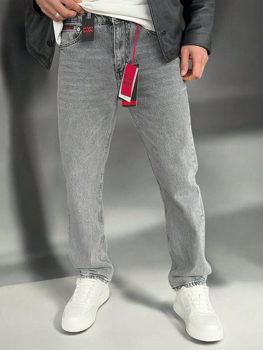 Men's Dark Grey New Season Baggy Jeans - Dark Grey - View 1
