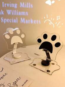 1 pieza Soporte plegable y giratorio de 360 grados de acrílico transparente con diseño de pata de gato rosa para teléfonos inteligentes, compatible con iPhone, teléfonos Android, regalo para cumpleaños, familia y amigos, soporte para teléfono, accesorios para teléfono - Multicolor - Ver 4