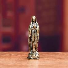 Vintage Brass Maria Statue - Versatile Home And Office Decor For Bookshelf, Living Room, Or Entryway - 1 PC Bronze Statue Of the Virgin Mary - View 3