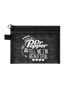 Funny Canvas Cosmetic Bag ,Printed With "Beautiful" Mesh Bag,- Lightweight Foldable Zipper Makeup Bag | Easy To Clean, Multi-Functional Makeup Case, Suitable For Travel And Holiday Gifts, Cosmetic Storage Bag, Mini Makeup Bag, Travel Makeup Bag - Multicolor - View 13