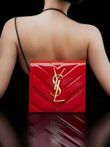 Yves Saint Laurent 1pc Red Faux Leather Makeup Bag, Can Be DIY-Ed Into Elegant Evening Handbag, Wedding Purse, Crossbody Bag, Suitable For Daily Use, Commuting, Wedding, Christmas And Other Occasions, Also An Ideal Fashion Item And Gift - Bright Red (no Other Accessories) - View 3