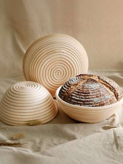 1pc 5.12-Inch Round Rattan Bread Proofing Basket With Liner, Sourdough Baking Basket, Multifunctional Kitchen Tool, Handmade Bread Shaping Basket, Natural Rattan Material, Perfect For Sourdough And Yeast Baking - Essential Artisan Baking Tool For Home And Professional, Yeast Dough Baking, Homemade Bread Making, Bread Proofing Basket, Baking Essentials, Handmade Bread Tool, Suitable For All 12 Months