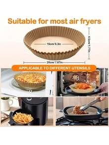 50/100/150/200pcs Universal Air Fryer Liners - Uncoated Heat Resistant Non-Stick Baking Paper, Suitable For Oven And Microwave, Home And Commercial Use, Baking Cooking - Baking Paper - View 3