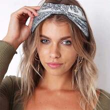 女士宽头带 打结防滑头带 柔软头巾式发带 波西米亚风非洲纯色头巾 瑜伽健身头巾 6条装 女士吸汗带 休闲发带 优雅头巾 - 彩色 - 查看 2