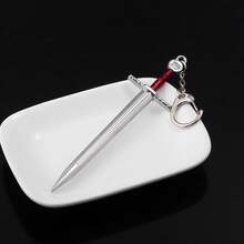 1 pieza Llavero de espada de plata de 12 cm, periféricos del juego The Witcher Wild Hunt, modelo de arma de cabeza de lobo medieval de metal como regalo de artesanía - Multicolor - Ver 5