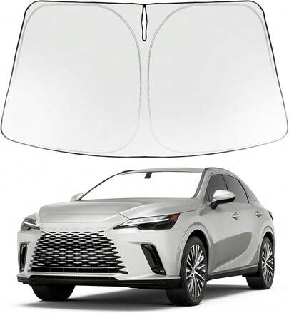 Foldable Windshield Sun Shade - Premium Front Sunshade Protector, Blocks UV Rays, Keeps Your Car Cooler - Ideal For Sedans And SUVs