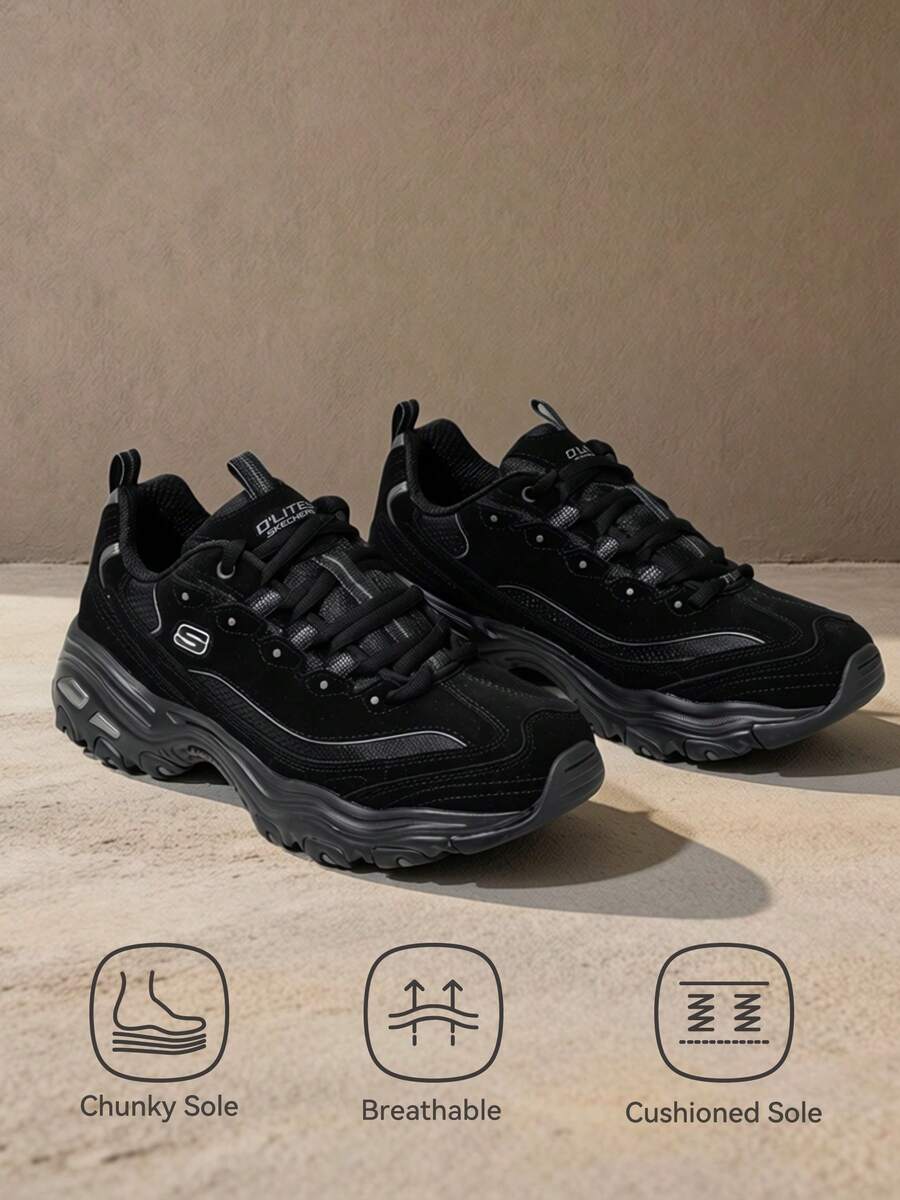 Skechers D'LITES系列男士轻便减震运动鞋,休闲户外旅行鞋,型号52675-BBK - 全黑色 - 查看 1