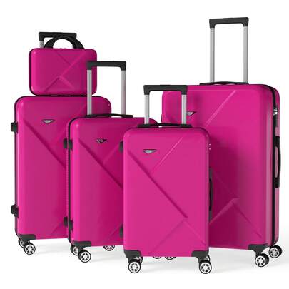YSTYLE 5-Piece Suitcase Available In Different Colors Made Of ABS Material, With Combination Lock, Silent Universal Wheels, Adjustable Trolley Length, Suitable For Travel, Business Trip, Student Storage