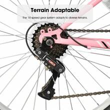 HILAND 24 26 Inch Mountain Bike For Men Women, 18 Speeds High-Carbon Steel Frame, Sport Cycling MTB Bicycle For Adult - Pink - View 4