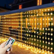 Luces de cortina LED con 8 modos, alimentadas por USB, luces de ambiente para boda, Año Nuevo, Día de San Valentín, dormitorio, sala de estar, decoración de pared, cumpleaños, fiesta, decoración de ventana interior (control remoto no incluido con batería) - Luz de cortina USB - Ver 7