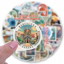 62Pcs Travel Stickers For Holiday Decorations, Easter, DIY Mugs, Laptops, Skateboards, Etc. A Vibrant And Aesthetically Graffiti Set, Perfect For Journals, Scrapbooks, And Party Supplies, Ideal For Winter And New Year's. - Multicolor - View 2