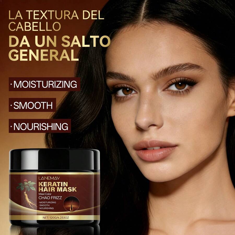 120克人参蛋白发膜，富含透明质酸和尿素，深层滋养柔顺秀发，改善干枯受损发质，提升秀发光泽，预防分叉，适合所有发质。 - 角蛋白 - 查看 1