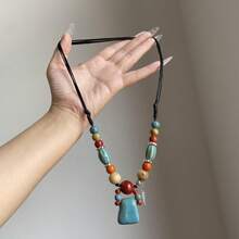 Bohemian  Green Wrapped Necklace Design Sense Water Pendant Choker Personality Fashion Neck Jewelry - Mặt dây chuyền hình ngôi sao tám cánh bằng vàng XL0265 - Xem 8