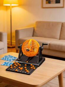 Máquina giratoria de juego de lotería tipo bingo clásico para toda la familia, incluye 90 números y 12 tarjetas - Negro - Ver 5