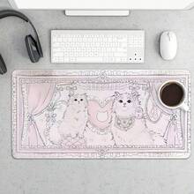 Pink Cat Princess Mouse Pad 15.75x31.5 In, Large Anime Gaming Keyboard Laptop Desk Mat, Non-Slip Rubber Base, Big Extended Desk Protector For Home Office - Rectangle - View 7