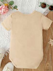 Baby Cotton Bodysuit | "Pack My Diapers I'm Going Fishing With Grandpa" Graphic | Soft Daily Wear - Màu be - Xem 2