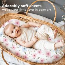 3PCS Baby Bassinet Sheets, Breathable Cozy Fitted Mattress Sheet,Floral Elastic Travel Bassinet Cover For Baby Boys Girls - Multicolor - View 11