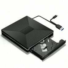 2A2C (Readable + Writable) External DVD-R/W Optical Drive, USB 3.0 High-Speed Transmission, Dual Type-C Interfaces, 2 USB Ports And 2 C Ports, Supports SD/TF Card Readers, Plug-And-Play Burner Suitable For Laptops, Personal Computers, High-Definition Playback, Stylish Design With RGB Buttons To Switch Light Colors, Easy To Carry - Black - View 9