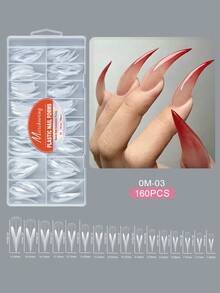 160pcs Crystal Nail Extension Mold, Duck Mouth Long Sharp Eagle Claw False Nail DIY Mold, Paperless Crystal Gel Nail Art Mold, Creative Nail Extension Mold - Clear - View 9