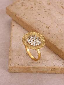 金色戒指，独特酷炫三指锆石链形设计，嘻哈风格百变戒指，不锈钢配饰，男女皆宜，馈赠佳品。 - JZ9066 - 查看 3